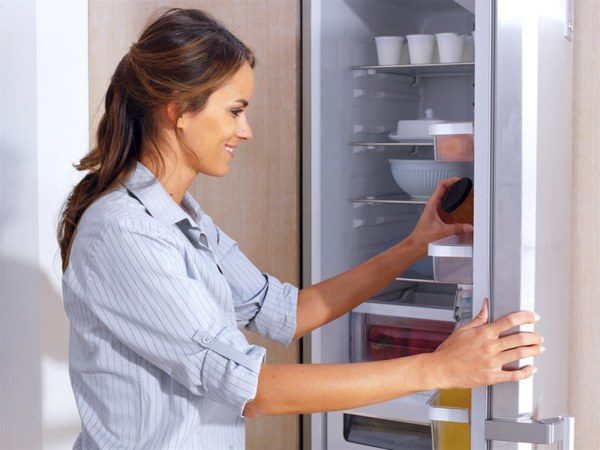 Checking foods in the fridge