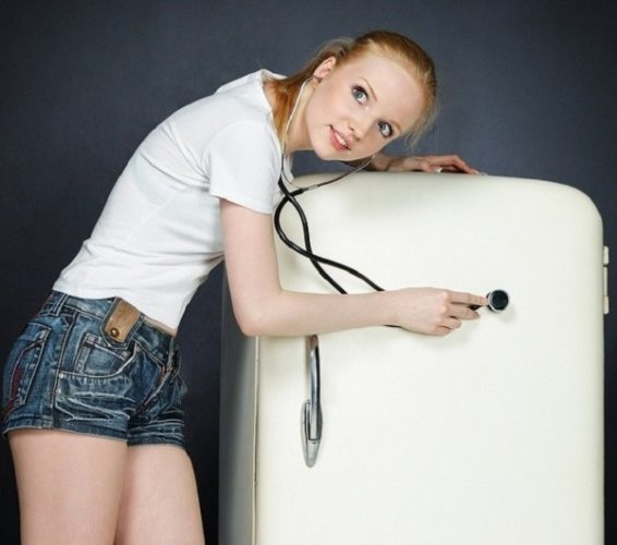 Girl and fridge
