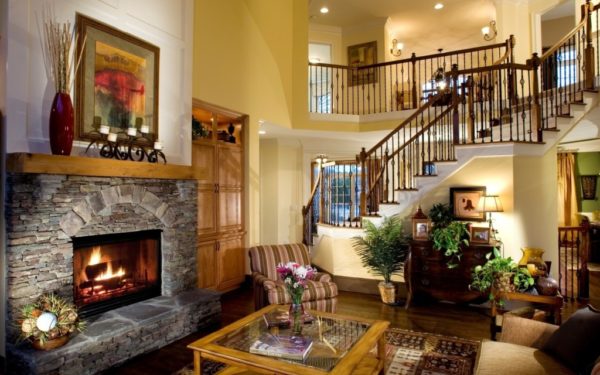 Country-style living room fireplace Country-style living room fireplace