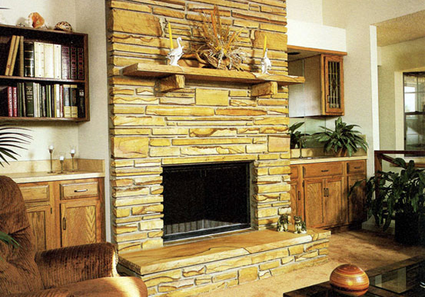 Stone trim Fireplace with stone trim