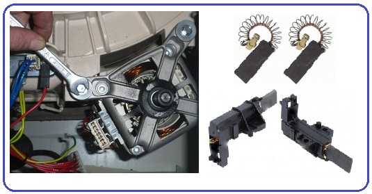 Worn brushes in the motor