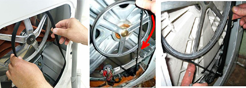 Belt installation Installing the belt in the washing machine