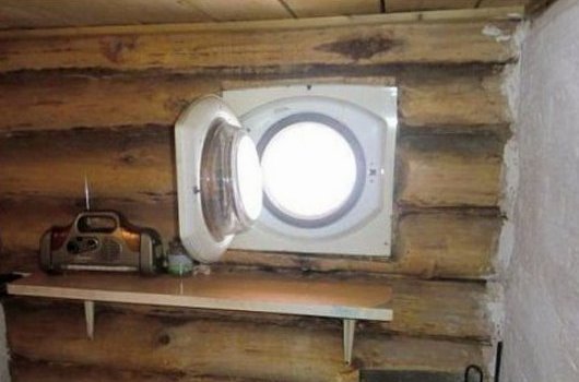 A window in a wooden frame