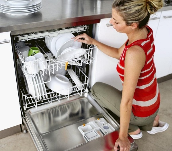 Dishwasher with dishes