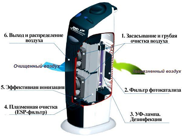 The principle of operation of the ionizer