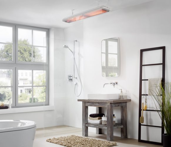 Quartz infrared heater on the ceiling