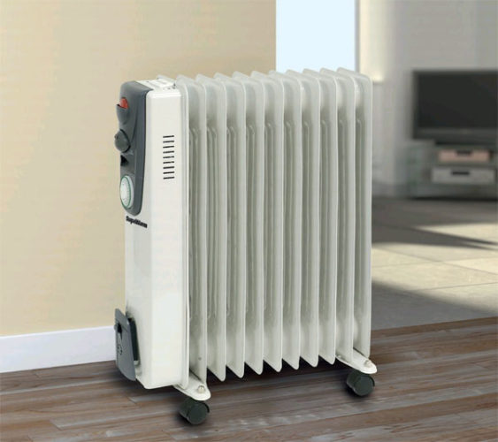 Oil heater in the interior