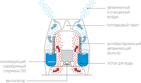 Scheme of operation of the humidifier
