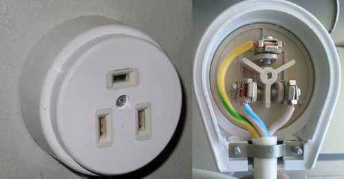 Socket with overhead ground wire