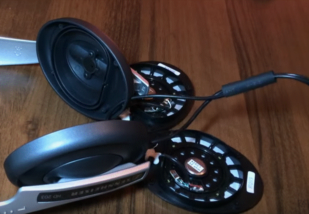 Disassembled headphones