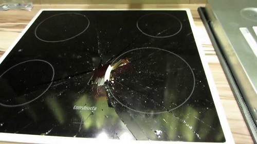 Broken glass on the stove