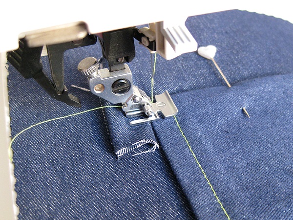 Jeans on the sewing machine