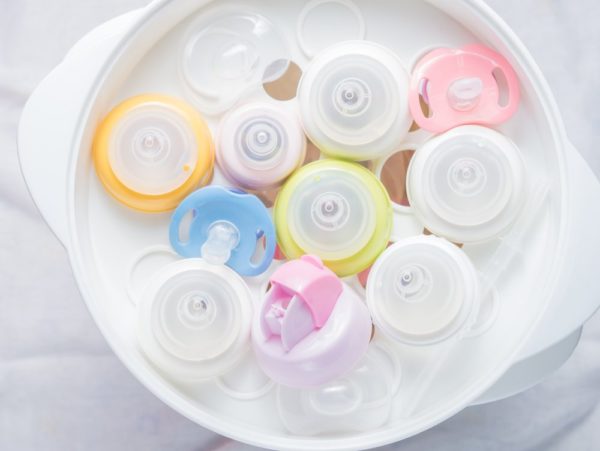 Sterilization nipples and bottles in a double boiler