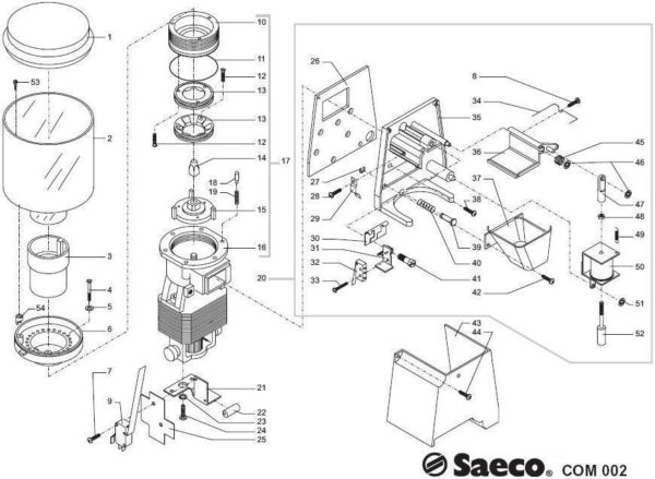 Saeco coffee grinder detailing example
