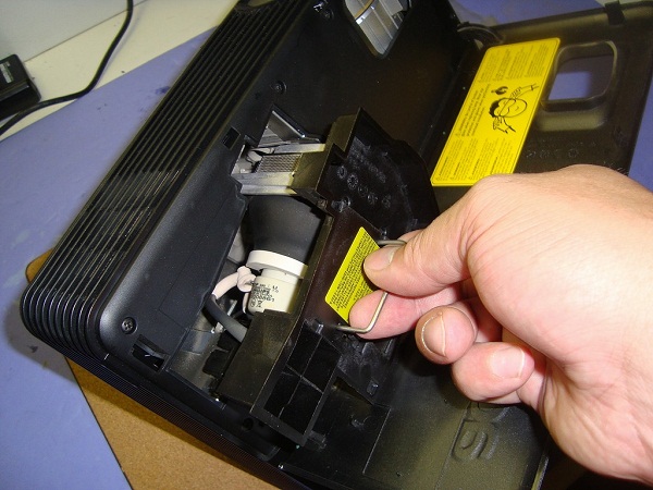 Removing the lamp from the projector