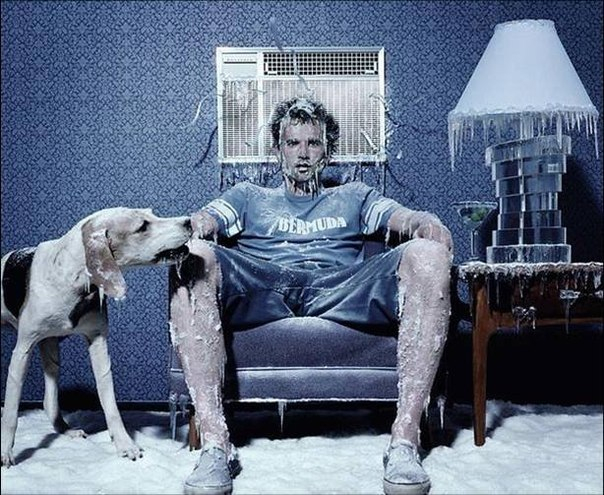 Snow and ice in the room