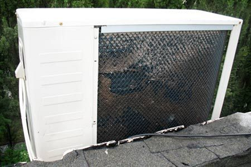 The outdoor unit is dusty.