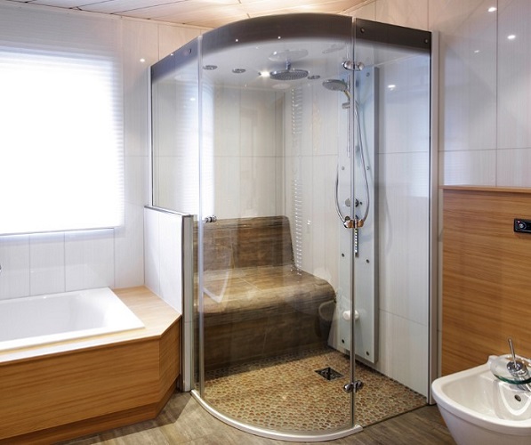 Shower cabin with steam generator