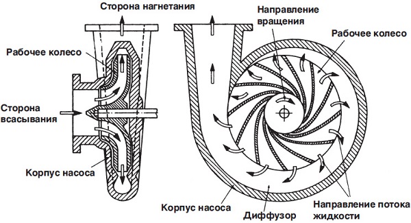 The principle of operation of the centrifugal fan