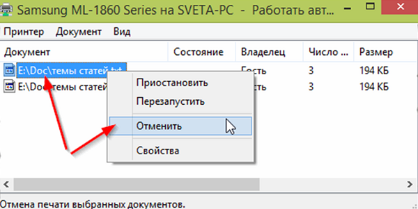 Cancel Printing