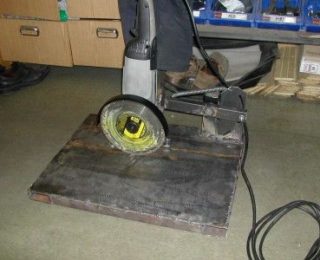 DIY machine with a grinder on top
