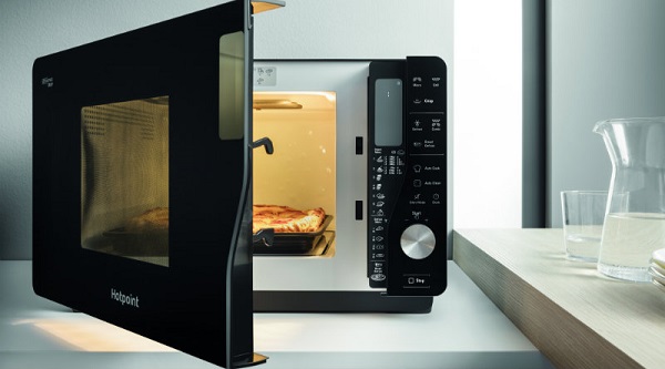 Microwave with open door