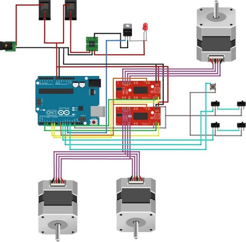 Connection scheme of stepper electric motors