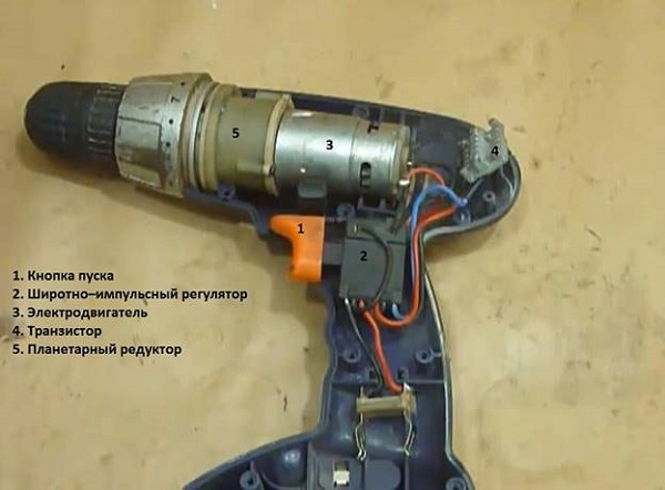 Internal structure of the screwdriver