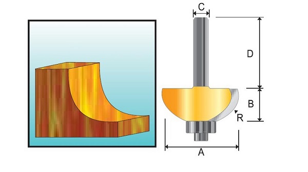 Mill for giving to edges of preparation of internal radius No. 1