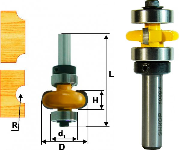 Mill for giving to edges of preparation of internal radius No. 2