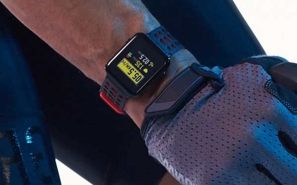 Watch on the hand of a cyclist