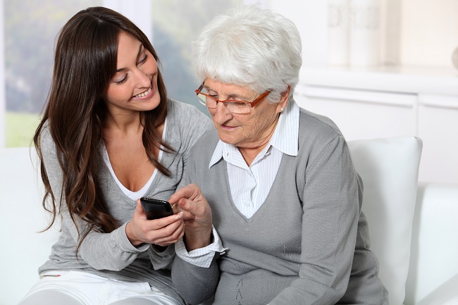 Girl with old woman